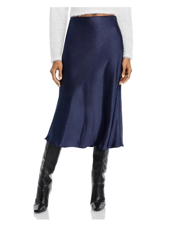 Aqua Dresses & Skirts - Aqua Satin Midi Skirt in Navy Blue Size Large